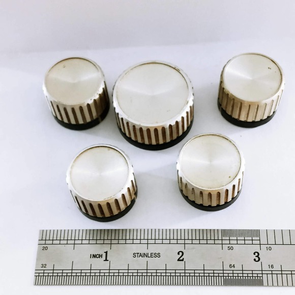 None | Jewelry | Vintage Silver Black Radio Knobs Ribbed Rim Ham Tube ...